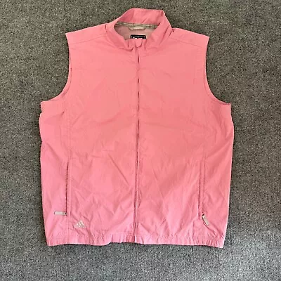 Adidas Golf Vest Men Large Pink ClimaProof Windbreaker Full Zip Jacket Pocket • $19.32