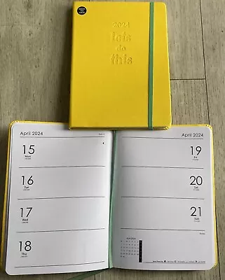 2024 A5 Week To View Diary Organiser Planner Hardback Full Year; Yellow Backed. • £2.49