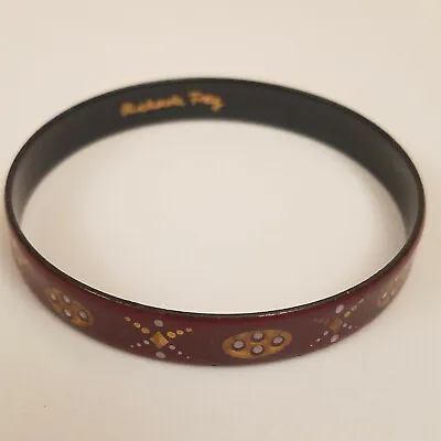 Vintage Michaela Frey Burgundy Red Brown Gold Enamel Bangle BRACELET AUSTRIA • $49.95