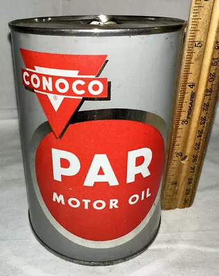 $9.99 • Buy Antique Conoco Par Motor Oil Tin Litho Can Continental Gas Service Station Golf