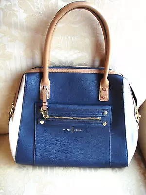 Jasper Conran Handbag Navy Blue With Grey And Tan Handles • £30