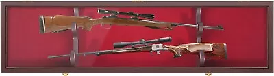 Gun Display Case Rifle 45  Mahogany Wood Shotgun Rack Cabinet Sword Shadow Box • $209.97