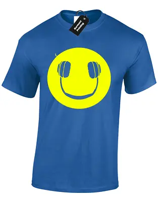 £7.99 • Buy Smile Headphones Mens T Shirt Tee Dj Music Vinyl Decks Musician Acid House Rave