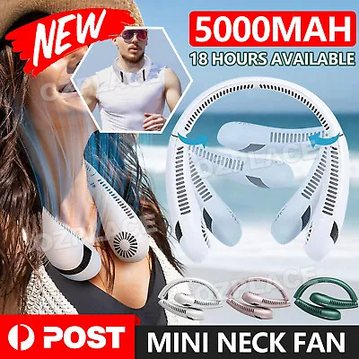 $25.95 • Buy Rechargeable USB Neck Fan Neckband Leafless Cooling Cooler Dual Effect Portable