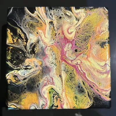 Original Abstract Acrylic Paint Pour On 3D Canvas • $10