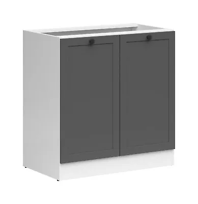 800mm Kitchen Base Unit Cabinet 2 Door 80cm Cupboard White/Dark Grey Junona • £124.95