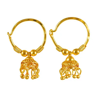 Indian 22K Traditional Hoop Earrings Gold Plated Traditional Fashion Jewellery • £10.90