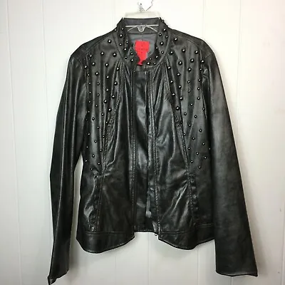 $19.94 • Buy V Cristina Women's Jacket Faux Leather Metallic Sz Medium M Studded Gray