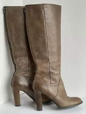 Enzo Angiolini Tall Boots Womens High Heel 8.5 Brown Leather Karissa Rubber Soul • $69.98