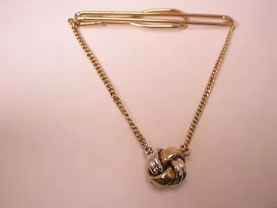 Knot Gold & Silver Tones Vintage Chain Pendant SWANK Tie Bar Clip • $27.49