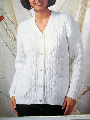 #80 Ladies DK Cable Cardigan 32-46  81-117cm Vintage Knitting Pattern COPY • £3.49