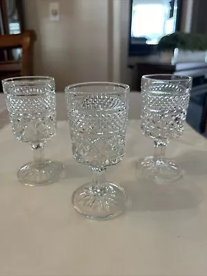 Three (3) Vintage Anchor Hocking Wexford Stemmed Water Goblets Textured Glasses • $16.08