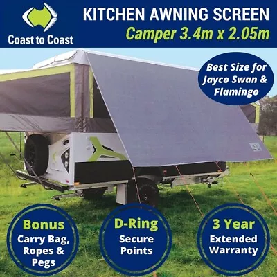 Coast 3.4m Kitchen Awning Sunscreen For Jayco Swan Or Flamingo Camper Trailer • $109.95