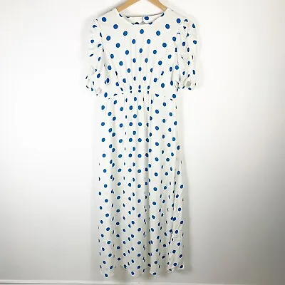 M&S Collection Maxi Dress UK 12 Long Spot Pattern Holiday Summer • £20.66