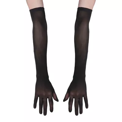 US Women's Sheer Mesh Long Gloves See Through Evening Party Mittens Performance • $8