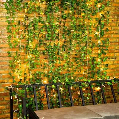 Solar LED Ivy Leaf Garland Fairy String Lights Hanging Light Home Garden Wedding • £11.41
