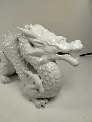 Vintage Fitz And Floyd White Porcelain Dragon Statue Asian  • $125