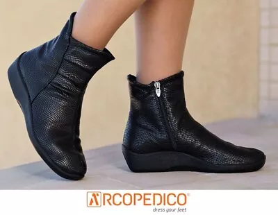 Arcopedico Shoes Portugal L19 Comfort Lytech Ankle Boots Creative Black Textured • $189.95