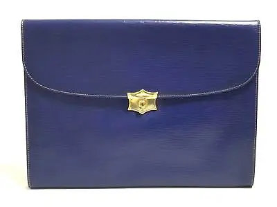 GOLD PFEIL Document Case Business Bag Blue Genuine Leather Men • $192.80
