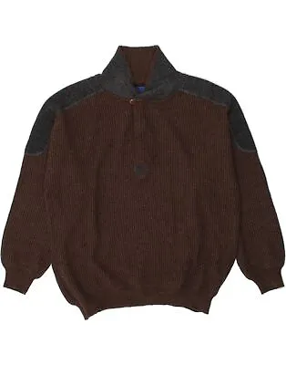 VINTAGE Mens Turtle Neck Jumper Sweater Medium Brown Wool AU26 • $25.09