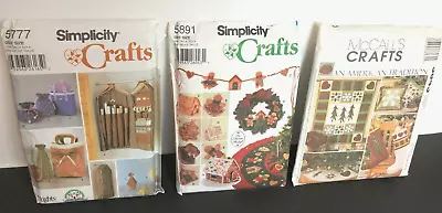 3 Simplicity/McCalls CHRISTMAS CRAFT Patterns-UNCUT-QUILTING-TREE SKIRT WREATH • $15.95