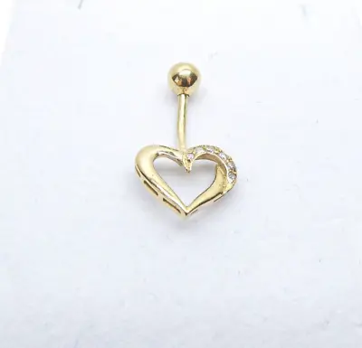 9ct Gold Heart Belly Bar Yellow Gold With Gift Box • £75