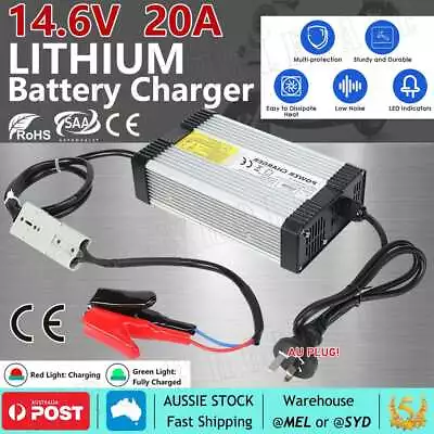 14.6V Lithium 12V 20A AC/DC Battery Charger For Lithium Iron LiFePO4 Deep Cycle • $67.95