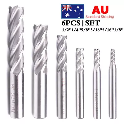 6PCS 1/8''-1/2''  CNC Straight Shank End Mill 4 Flute Milling  Cutter Drill Bit • $24.99