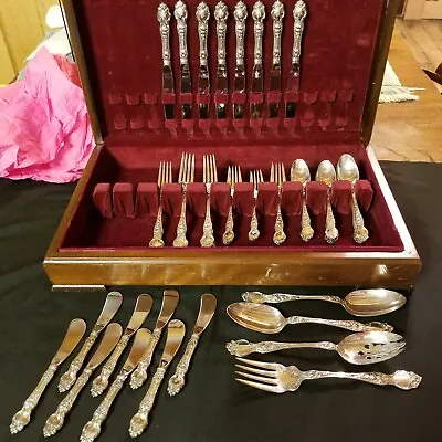 $2395 • Buy Wallace VIOLET 1904 STERLING SILVER Set 8-6pc Place Settings + Serving 52 Pieces
