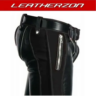 £122.63 • Buy Mens Real Leather Heavy Duty B-D-S-M Bondage Pants Jeans BLUF Men Trouser Biker