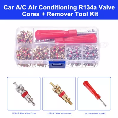 242Pcs/Set Car A/C Air Conditioning R134A Valve Cores+Remover Tool Kit Universal • $9.99