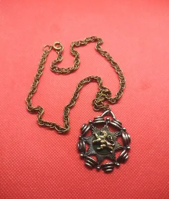 Vintage Scottish Lion Rampant Pewter Pendant Necklace Celtic Crest  • $32