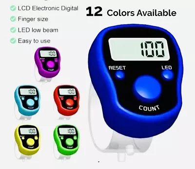 Digital LED Light Finger Counter Tasbeeh Tally Counter - NEW • £1.20