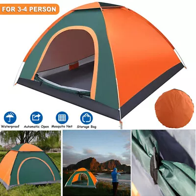 3-4 Man Automatic Pop Up Tent Camping Tent Waterproof Outdoor Hiking Travel Tent • $31.99