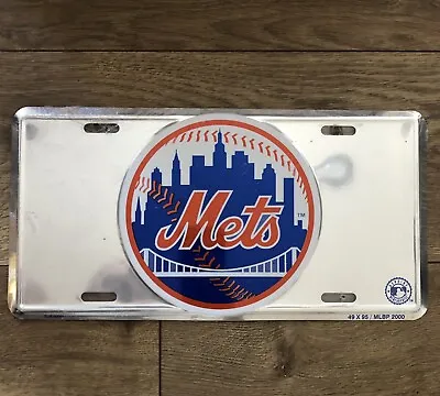 Vtg New York Mets Car Truck Tag License Plate Frame Mlb Baseball Metal Ny 2000 • $12.90