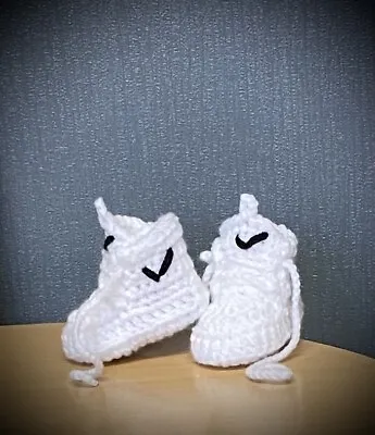 £6.99 • Buy Crochet Baby Shoes Handmade Crochet Wool Baby Trainers Booties Sneakers Slippers