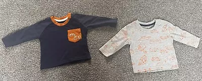 Primark Navy & Grey Long Sleeve T-Shirt Set Size 0-3 Months • £3.50