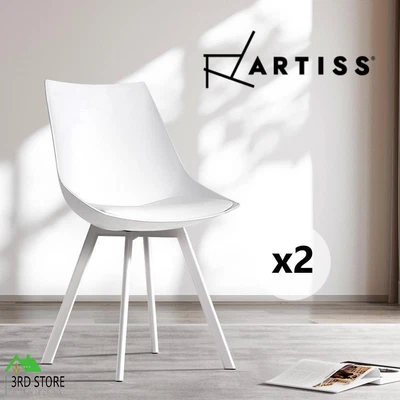 $117 • Buy Artiss Lylette Dining Chairs Cafe Chairs PU Leather Padded Seat Set Of 2 White