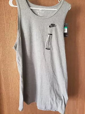 Nike Tank Mens Large Dri Fit Swoosh Fitted Sleeveless Shirt Gray Gym Run +.LOOK  • $21.99
