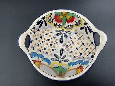 Talavera Mexican Folk Art Pottery Bowl With Handles • $22