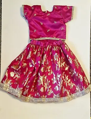 Kids Lehnga Choli Little Girls Indian Wedding Clothes Pakistani Pink Girl Suit • £24.99