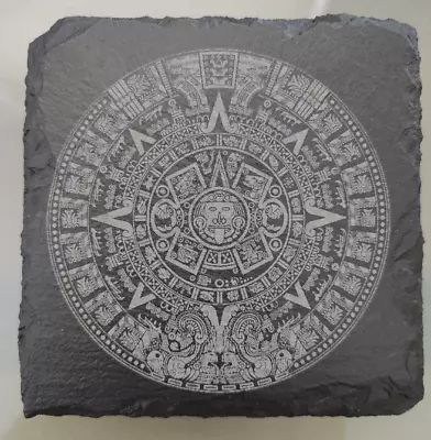 Mayan Calendar Stone Slate Coasters Set Of 4 Intricate Design NEW • $19.97