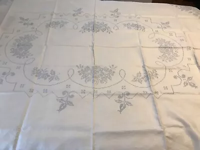 Progress Linen Tablecloth Stamped For Cross Stitch Vintage 60  X 80  • $54.95