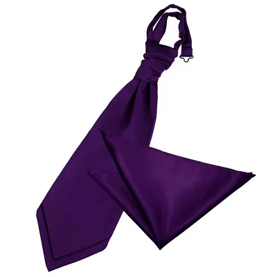 Mens Cravat Hanky Set Plain Satin Solid Wedding Scrunchie FREE Cravat Pin By DQT • £11.49