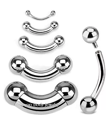 $3.14 • Buy Surgical Steel Internally Threaded Curve Barbell Tongue & Prince Albert Piercing