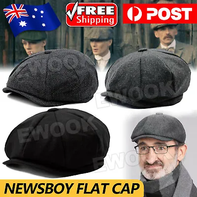 8 Panels Newsboy Flat Cap Peaky Blinders Baker Golf Driving Boy Mens Beret Hat • $9.95