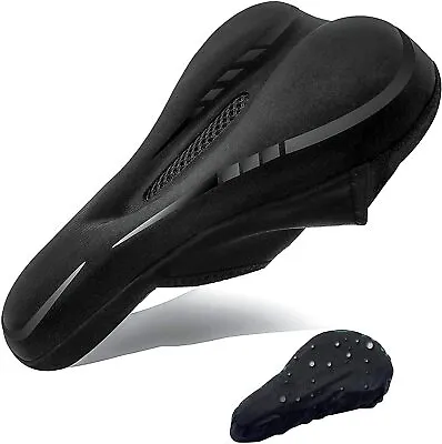 Bike Seat Cover Soft Silicone Padded Saddle Cover Upgrade Comfort Breathable Gel • $9.98