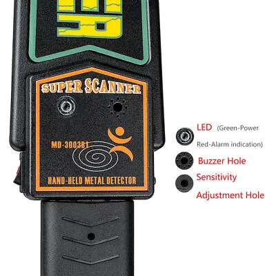 Hand Held Metal Security Portable  Meter Lightweight Wand Detector Super Scanner • £22.39