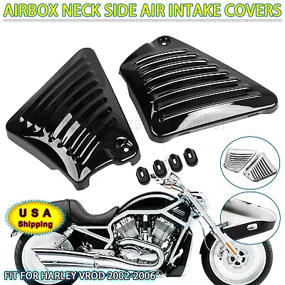 Motorcycle Black Airbox Neck Side Air Intake Cover Vented For Harley V-Rod VRSCA • $36.98