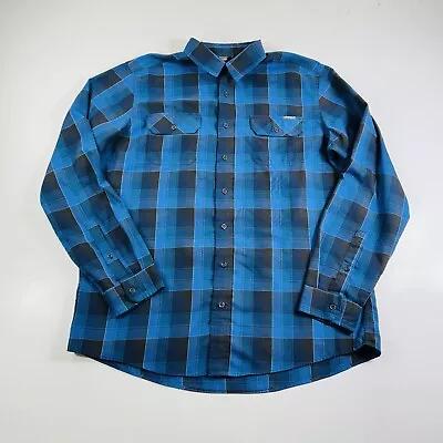 Eddie Bauer Flannel Shirt Blue Plaid Vented 2 Pocket Men’s Size XL Tall • $17.95